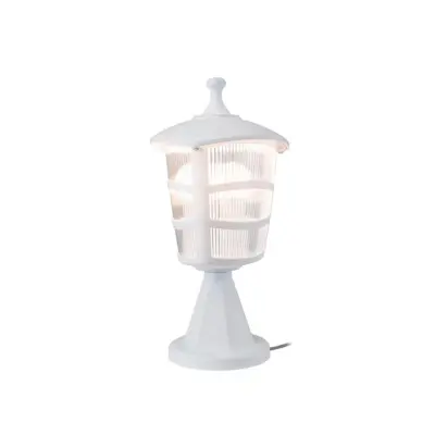 LEDTM® ZARDIN 203-0238 Vintage Επιδαπέδιο Φωτιστικό Φαναράκι Μονόφωτο 1 x E27 IP44 Λευκό & Διάφανο Πλαστικό - Μ17 x Π17 x Υ34cm - Image 3