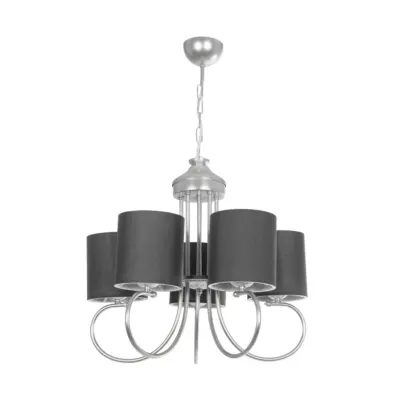 LEDTM® TRITON 203-0255 Vintage Κρεμαστό Φωτιστικό Καπέλο Πολύφωτο 5 x E27 IP20 Ασημί Μέταλλο με Γκρι Ύφασμα - Μ50 x Π50 x Υ48cm - Image 4