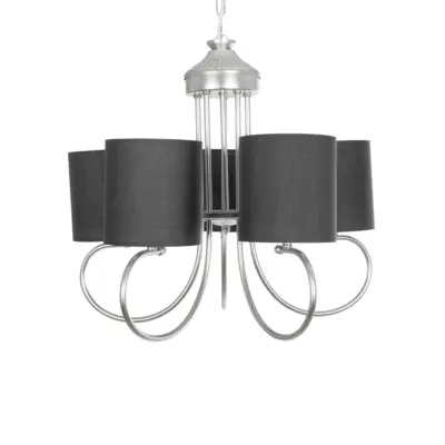 LEDTM® TRITON 203-0255 Vintage Κρεμαστό Φωτιστικό Καπέλο Πολύφωτο 5 x E27 IP20 Ασημί Μέταλλο με Γκρι Ύφασμα - Μ50 x Π50 x Υ48cm - Image 5