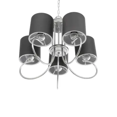 LEDTM® TRITON 203-0255 Vintage Κρεμαστό Φωτιστικό Καπέλο Πολύφωτο 5 x E27 IP20 Ασημί Μέταλλο με Γκρι Ύφασμα - Μ50 x Π50 x Υ48cm - Image 6
