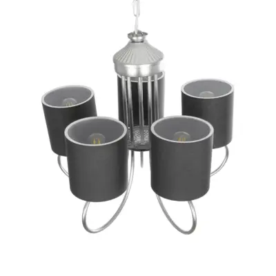 LEDTM® TRITON 203-0255 Vintage Κρεμαστό Φωτιστικό Καπέλο Πολύφωτο 5 x E27 IP20 Ασημί Μέταλλο με Γκρι Ύφασμα - Μ50 x Π50 x Υ48cm - Image 7