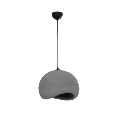 LEDTM® STONE 204-0122 Μοντέρνο Κρεμαστό Φωτιστικό Καμπάνα Μονόφωτο 1 x E27 IP20 Γκρι Σκoύρο Πολυστερίνη με Ρητίνη - Μ35 x Π31 x Υ26cm - Image 4