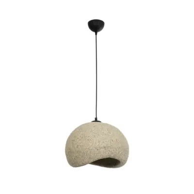 LEDTM® STONE 204-0123 Μοντέρνο Κρεμαστό Φωτιστικό Καμπάνα Μονόφωτο 1 x E27 IP20 Μπεζ Πολυστερίνη με Μπεζ Ρητίνη - Μ35 x Π31 x Υ26cm - Image 4