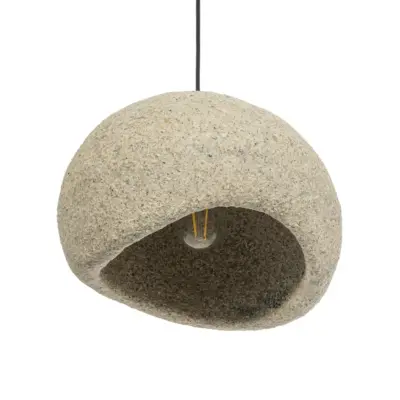 LEDTM® STONE 204-0123 Μοντέρνο Κρεμαστό Φωτιστικό Καμπάνα Μονόφωτο 1 x E27 IP20 Μπεζ Πολυστερίνη με Μπεζ Ρητίνη - Μ35 x Π31 x Υ26cm - Image 6
