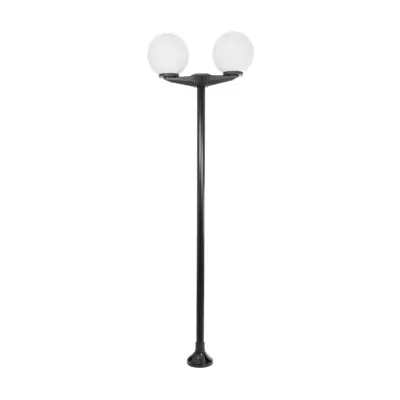 LEDTM® AGROS 61598 Φωτιστικό Κολωνάκι Κήπου με Ντουί 2 x E27 AC 220-240V Αδιάβροχο IP65 - Λευκό & Μάυρο - Μ75 x Π30 x Υ240cm