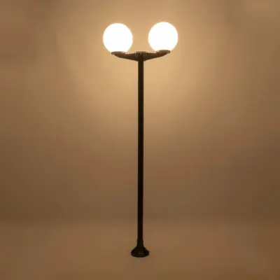LEDTM® AGROS 61598 Φωτιστικό Κολωνάκι Κήπου με Ντουί 2 x E27 AC 220-240V Αδιάβροχο IP65 - Λευκό & Μάυρο - Μ75 x Π30 x Υ240cm - Image 3