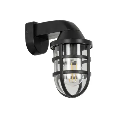LEDTM® AGRE 61711 Φωτιστικό Τοίχου - Απλίκα Κήπου με Ντουί 1 x E27 AC 220-240V Αδιάβροχο IP65 - Μάυρο - Μ18 x Π11.5 x Υ22cm