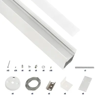 LEDTM® ALP-LINEAR LUMILINE 61763-3M Επιφανειακό / Κρεμαστό / Επιτοίχιο Προφίλ Αλουμινίου με Λευκό Γαλακτερό Πατητό Κάλυμμα για Ταινίες LED IP20 - Λευκό Ματ - Μ300 x Π3.5 x Υ7cm - Image 3