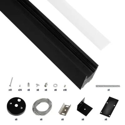 LEDTM® ALP-LINEAR LUMILINE 61764-3M Επιφανειακό / Κρεμαστό / Επιτοίχιο Προφίλ Αλουμινίου με Λευκό Γαλακτερό Πατητό Κάλυμμα για Ταινίες LED IP20 - Μαύρο Ματ - Μ300 x Π3.5 x Υ7cm - Image 3
