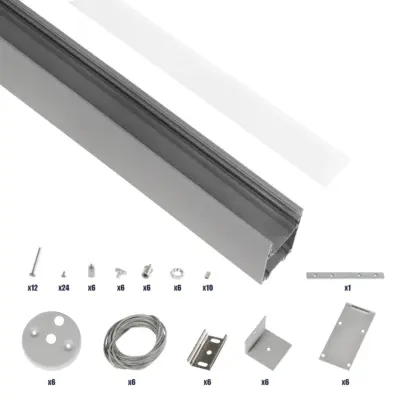 LEDTM® ALP-LINEAR LUMILINE 61765-3M Επιφανειακό / Κρεμαστό / Επιτοίχιο Προφίλ Αλουμινίου με Λευκό Γαλακτερό Πατητό Κάλυμμα για Ταινίες LED IP20 - Γκρι Ανθρακί Ματ - Μ300 x Π3.5 x Υ7cm - Image 3