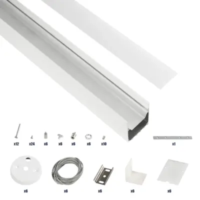 LEDTM® ALP-LINEAR BRIGHTRAIL 61774-3M Επιφανειακό / Κρεμαστό / Επιτοίχιο Προφίλ Αλουμινίου με Λευκό Γαλακτερό Πατητό Κάλυμμα για Ταινίες LED IP20 - Λευκό Ματ - Μ300 x Π5 x Υ7.5cm - Image 3