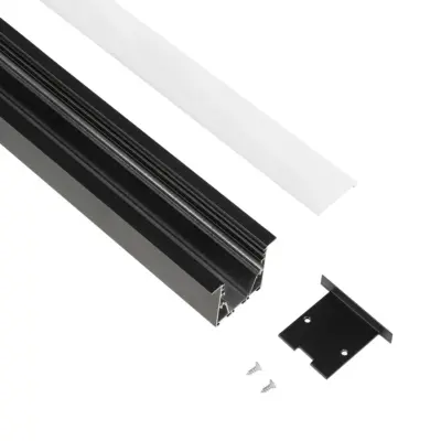 LEDTM® ALP-LINEAR RECESSA 61786-3M Χωνευτό Προφίλ Αλουμινίου με Λευκό Γαλακτερό Πατητό Κάλυμμα για Ταινίες LED IP20 - Μαύρο Ματ - Μ300 x Π3.5 x Υ4cm - Image 3