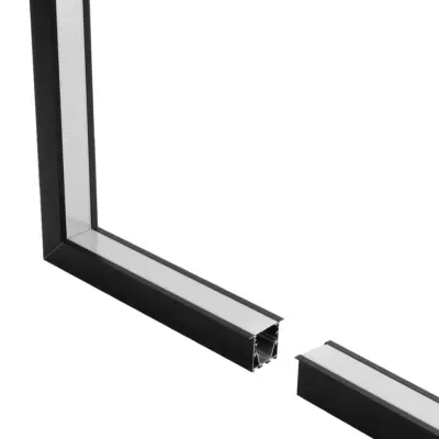 LEDTM® ALP-CORNER-IN90 RECESSA 61792 Χωνευτό Προφίλ Αλουμινίου Γωνία με Λευκό Γαλακτερό Πατητό Κάλυμμα για Ταινίες LED IP20 - Μαύρο Ματ - Μ30 x Π3.5 x Υ4cm - Image 3