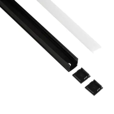 LEDTM® ALP-LINEAR GLOWTRACK 61797-3M Επιφανειακό Προφίλ Αλουμινίου με Λευκό Γαλακτερό Πατητό Κάλυμμα για Ταινίες LED IP20 - Μαύρο Ματ - Μ300 x Π2 x Υ2cm - Πακέτο 5 Τεμαχίων - Image 3