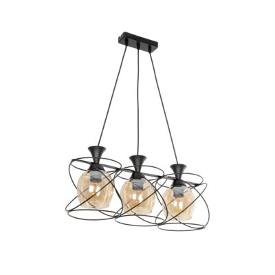 Alternative view of LEDTM® GLINDER 201-0067 Vintage Κρεμαστό Φωτιστικό Οροφής με Ντουί 3 x E27 AC 220-240V IP20 - Μαύρο & Μελί - Μ53 x Π25 x Υ23cm