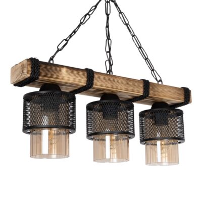 Alternative view of LEDTM® GLORA 201-0009 Vintage Κρεμαστό Φωτιστικό Οροφής με Ντουί 3 x E27 AC 220-240V IP20 - Μπεζ & Μαύρο - Μ50 x Π12 x Υ21cm