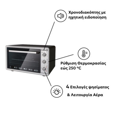 Ηλεκτρικό Φουρνάκι 48lt Χωρίς Εστίες με Λειτουργία Αέρα (Turbo Fan) Hausberg HB-8015 - Image 3