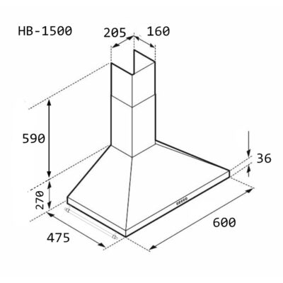 Απορροφητήρας Κουζίνας Καμινάδα 60cm Hausberg HB-1500RST Μπεζ Ρουστίκ - Image 3