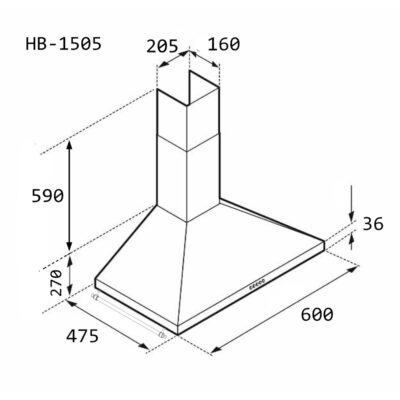 Απορροφητήρας Κουζίνας Καμινάδα 60cm Hausberg HB-1505RST Μαύρο Ρουστίκ - Image 6