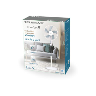Ανεμιστήρας Επιδαπέδιος Telemax Comfort5 FS-1615M (White)