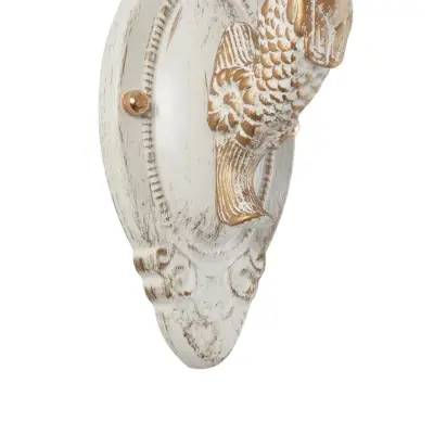 LEDTM® MERMAID 01317 Vintage Επιτοίχιο Φωτιστικό Απλίκα Μονόφωτο 1 x E27 IP20 Λευκό Γυαλί με Λευκό & Χρυσό Μέταλλο - Μ28 x Π14 x Υ24cm - Image 6