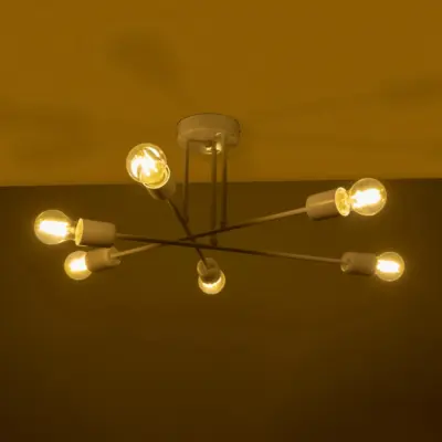 LEDTM® SPIDI 203-0113 Μοντέρνο Φωτιστικό Οροφής Πλέγμα Πολύφωτο 6 x E27 IP20 Λευκό Μέταλλο - Μ61 x Π61 x Υ25cm - Image 3