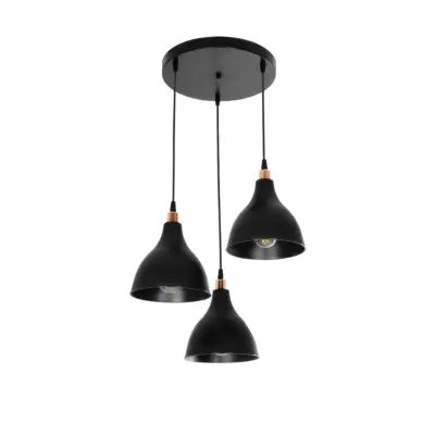 LEDTM® RADE 203-0127 Vintage Κρεμαστό Φωτιστικό Καμπάνα Τρίφωτο 3 x E27 IP20 Μαύρο Πλαστικό - Μ40 x Π40 x Υ40cm