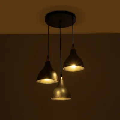 LEDTM® RADE 203-0127 Vintage Κρεμαστό Φωτιστικό Καμπάνα Τρίφωτο 3 x E27 IP20 Μαύρο Πλαστικό - Μ40 x Π40 x Υ40cm - Image 3