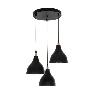 LEDTM® RADE 203-0127 Vintage Κρεμαστό Φωτιστικό Καμπάνα Τρίφωτο 3 x E27 IP20 Μαύρο Πλαστικό - Μ40 x Π40 x Υ40cm - Image 4