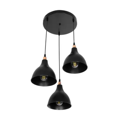 LEDTM® RADE 203-0127 Vintage Κρεμαστό Φωτιστικό Καμπάνα Τρίφωτο 3 x E27 IP20 Μαύρο Πλαστικό - Μ40 x Π40 x Υ40cm - Image 5