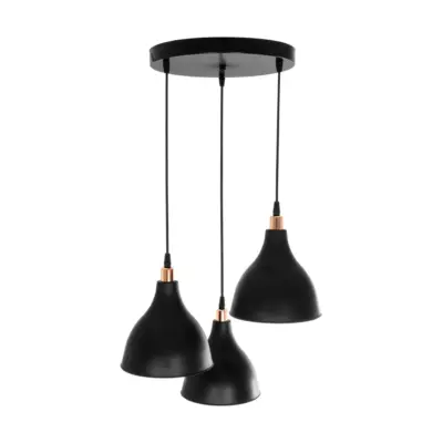 LEDTM® RADE 203-0127 Vintage Κρεμαστό Φωτιστικό Καμπάνα Τρίφωτο 3 x E27 IP20 Μαύρο Πλαστικό - Μ40 x Π40 x Υ40cm - Image 6