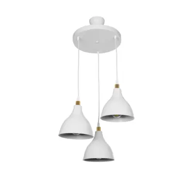LEDTM® RADE 203-0128 Vintage Κρεμαστό Φωτιστικό Καμπάνα Τρίφωτο 3 x E27 IP20 Λευκό Πλαστικό - Μ40 x Π40 x Υ40cm