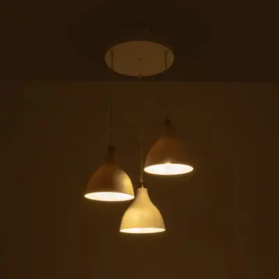 LEDTM® RADE 203-0128 Vintage Κρεμαστό Φωτιστικό Καμπάνα Τρίφωτο 3 x E27 IP20 Λευκό Πλαστικό - Μ40 x Π40 x Υ40cm - Image 3