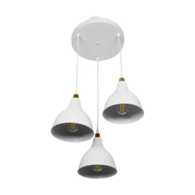LEDTM® RADE 203-0128 Vintage Κρεμαστό Φωτιστικό Καμπάνα Τρίφωτο 3 x E27 IP20 Λευκό Πλαστικό - Μ40 x Π40 x Υ40cm - Image 5