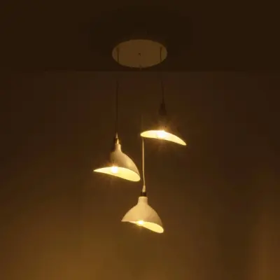LEDTM® RIVE 203-0142 Μοντέρνο Κρεμαστό Φωτιστικό Καμπάνα Τρίφωτο 3 x E27 IP20 Λευκό & Χρυσό Πλαστικό - Μ40 x Π40 x Υ65cm - Image 3