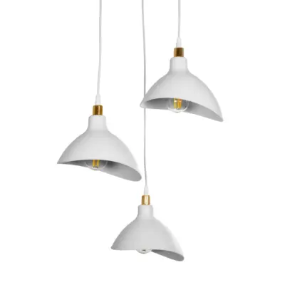 LEDTM® RIVE 203-0142 Μοντέρνο Κρεμαστό Φωτιστικό Καμπάνα Τρίφωτο 3 x E27 IP20 Λευκό & Χρυσό Πλαστικό - Μ40 x Π40 x Υ65cm - Image 7