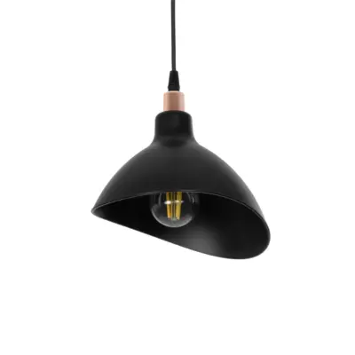 LEDTM® RIVE 203-0143 Μοντέρνο Κρεμαστό Φωτιστικό Καμπάνα Μονόφωτο 1 x E27 IP20 Μάυρο με Χρυσό Πλαστικό - Μ22 x Π20 x Υ22cm