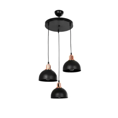 LEDTM® ΗUT 203-0146 Μοντέρνο Κρεμαστό Φωτιστικό Καμπάνα Τρίφωτο 3 x E27 IP20 Μαύρο με Χρυσό Πλαστικό - Μ40 x Π40 x Υ40cm