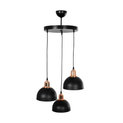 LEDTM® ΗUT 203-0146 Μοντέρνο Κρεμαστό Φωτιστικό Καμπάνα Τρίφωτο 3 x E27 IP20 Μαύρο με Χρυσό Πλαστικό - Μ40 x Π40 x Υ40cm - Image 4