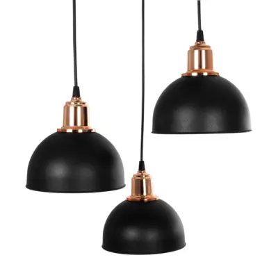 LEDTM® ΗUT 203-0146 Μοντέρνο Κρεμαστό Φωτιστικό Καμπάνα Τρίφωτο 3 x E27 IP20 Μαύρο με Χρυσό Πλαστικό - Μ40 x Π40 x Υ40cm - Image 7