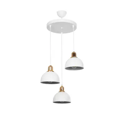 LEDTM® ΗUT 203-0148 Vintage Κρεμαστό Φωτιστικό Καμπάνα Τρίφωτο 3 x E27 IP20 Λευκό με Χρυσό Πλαστικό - Μ40 x Π40 x Υ40cm