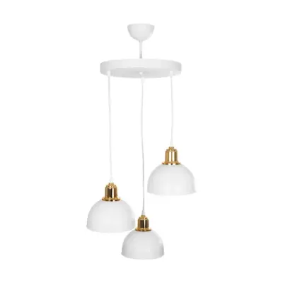 LEDTM® ΗUT 203-0148 Vintage Κρεμαστό Φωτιστικό Καμπάνα Τρίφωτο 3 x E27 IP20 Λευκό με Χρυσό Πλαστικό - Μ40 x Π40 x Υ40cm - Image 4