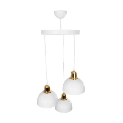 LEDTM® ΗUT 203-0148 Vintage Κρεμαστό Φωτιστικό Καμπάνα Τρίφωτο 3 x E27 IP20 Λευκό με Χρυσό Πλαστικό - Μ40 x Π40 x Υ40cm - Image 6