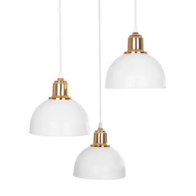 LEDTM® ΗUT 203-0148 Vintage Κρεμαστό Φωτιστικό Καμπάνα Τρίφωτο 3 x E27 IP20 Λευκό με Χρυσό Πλαστικό - Μ40 x Π40 x Υ40cm - Image 7