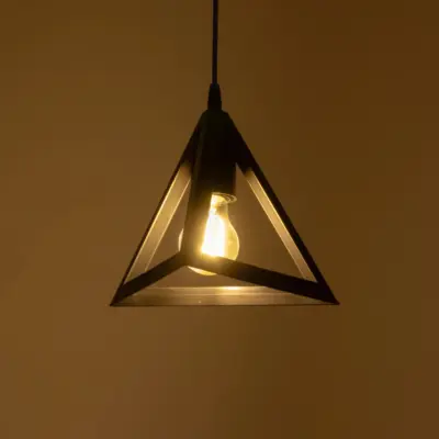 LEDTM® TRIANGLE 203-0159 Μοντέρνο Κρεμαστό Φωτιστικό Καμπάνα Μονόφωτο 1 x E27 IP20 Μάυρο Πλαστικό - Μ24 x Π24 x Υ22cm - Image 3