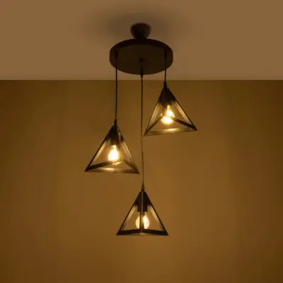 LEDTM® TRIANGLE 203-0160 Μοντέρνο Κρεμαστό Φωτιστικό Καμπάνα Τρίφωτο 3 x E27 IP20 Μαύρο Πλαστικό - Μ67 x Π67 x Υ50cm - Image 3