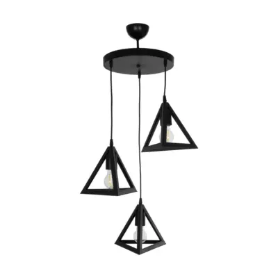LEDTM® TRIANGLE 203-0160 Μοντέρνο Κρεμαστό Φωτιστικό Καμπάνα Τρίφωτο 3 x E27 IP20 Μαύρο Πλαστικό - Μ67 x Π67 x Υ50cm - Image 4