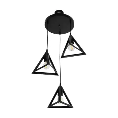 LEDTM® TRIANGLE 203-0160 Μοντέρνο Κρεμαστό Φωτιστικό Καμπάνα Τρίφωτο 3 x E27 IP20 Μαύρο Πλαστικό - Μ67 x Π67 x Υ50cm - Image 5