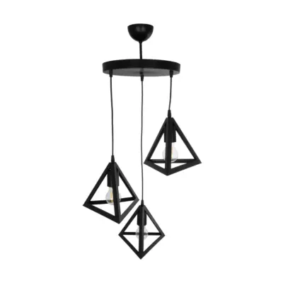 LEDTM® TRIANGLE 203-0160 Μοντέρνο Κρεμαστό Φωτιστικό Καμπάνα Τρίφωτο 3 x E27 IP20 Μαύρο Πλαστικό - Μ67 x Π67 x Υ50cm - Image 6