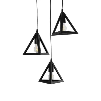 LEDTM® TRIANGLE 203-0160 Μοντέρνο Κρεμαστό Φωτιστικό Καμπάνα Τρίφωτο 3 x E27 IP20 Μαύρο Πλαστικό - Μ67 x Π67 x Υ50cm - Image 7